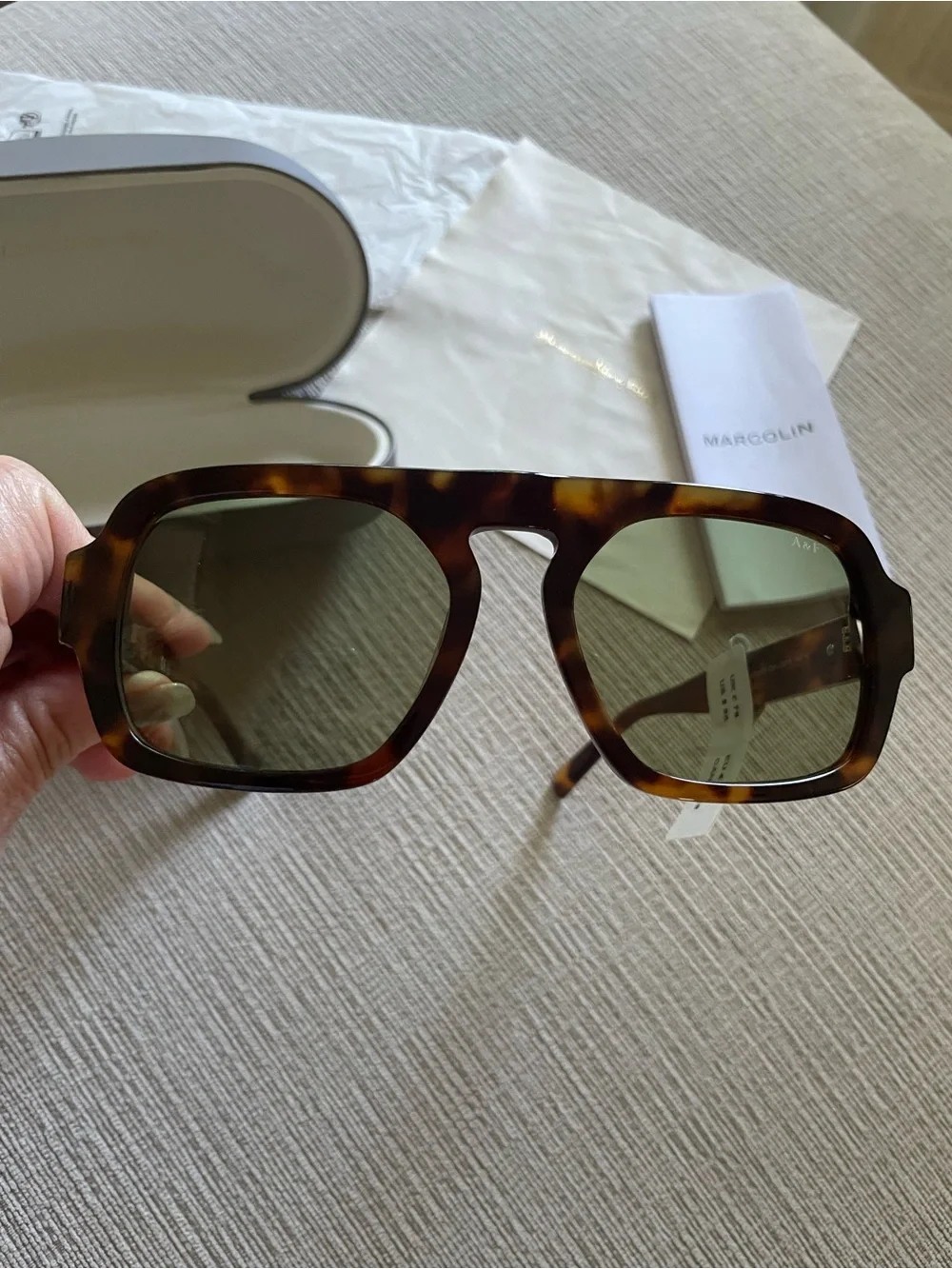 Abercrombie & Fitch Marcolin Tortoise Shell Frame Sunglasses with Green Lenses